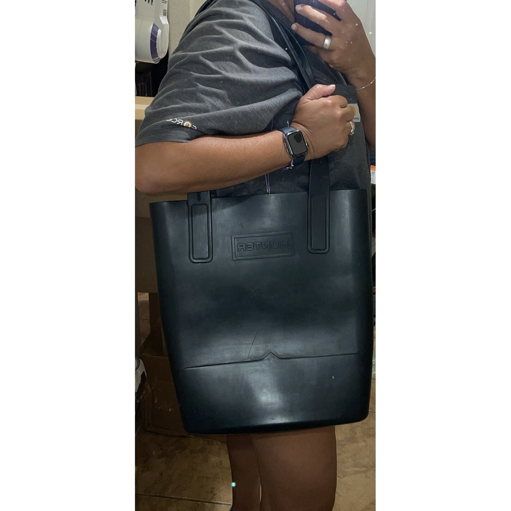 Hunter x Target Black Rubber Sling Tote Bag Purse Large Handbag - Picture 15 of 16